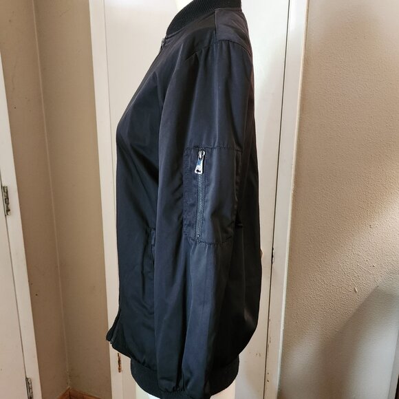 Bernardo Jacket Womens Small Black Bomber Military Full Zip Boho Coat Pockets - Picture 6 of 14